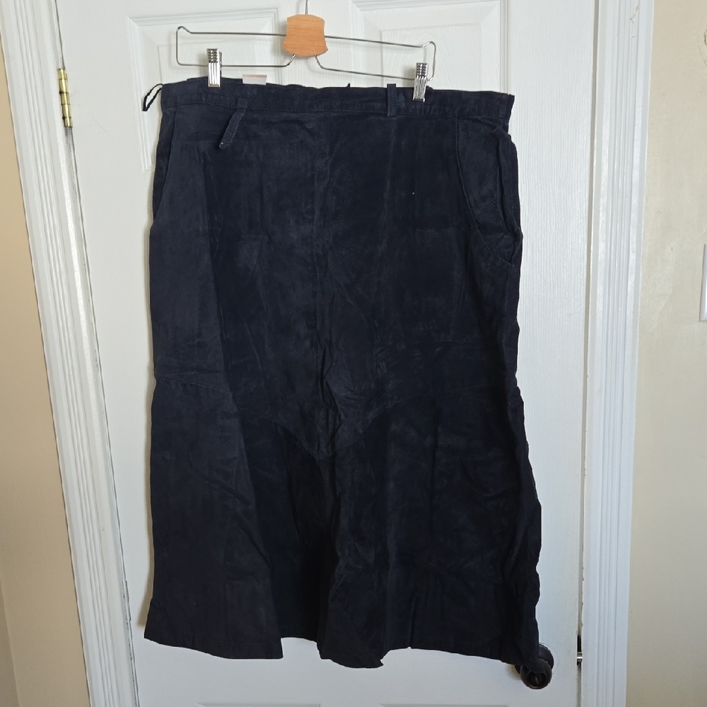 Chic Navy Women's Blue Suede Maxi Skirt